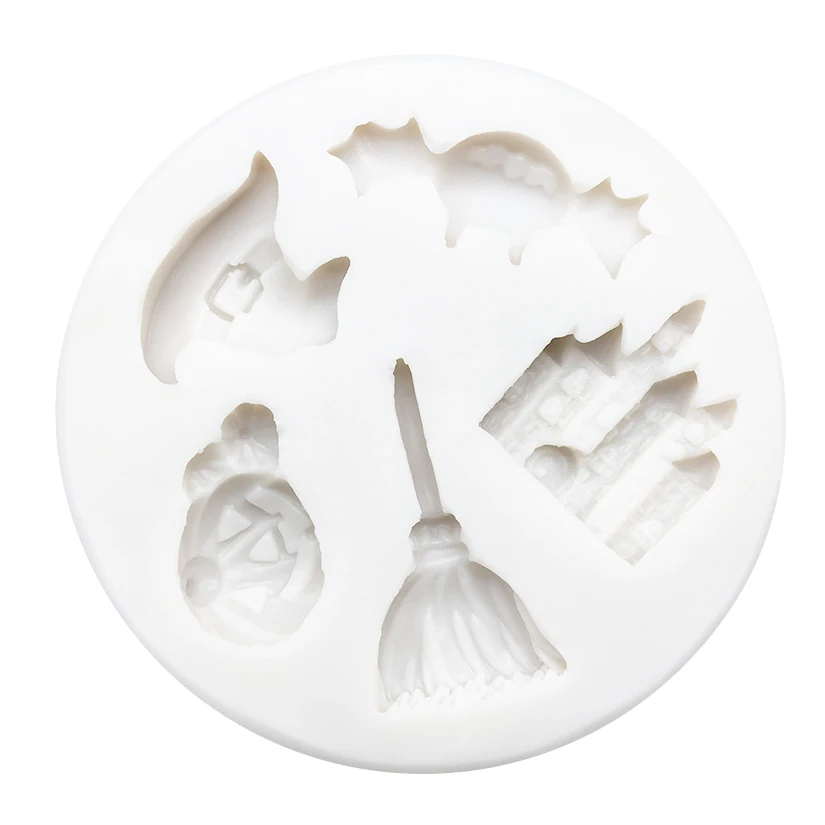 Halloween Broom Bat Jack-O'-Lantern Silicone Cake Mold Sugarcraft Cupcake Baking Mold Fondant Decorating Tools