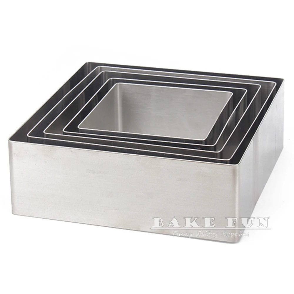 

10cm Height 6 8 10 12 inches Diagonal Length Square Shape 304 Stainless Steel Mousse Ring Thickened Cake Molds Baking Supplies