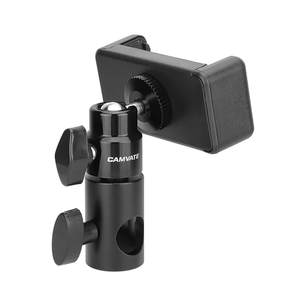 Clip per Smartphone regolabile CAMVATE 16mm adattatore testa supporto luce 1/4 "-20 supporto supporto testa a sfera per Smartphone (58 - 85mm)