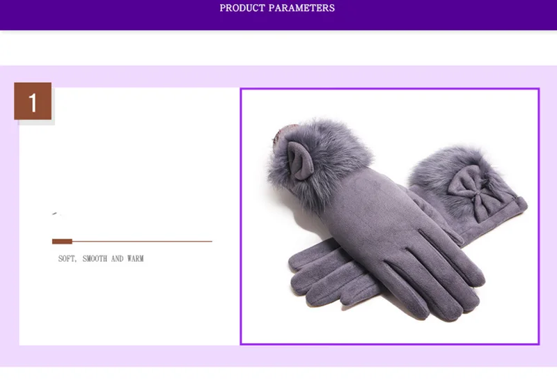 Winter Female Suede Leather Bow Plush Wrist Mitten Women Thick Plus Plush Windproof Warm Touch Screen Driving Gloves J22