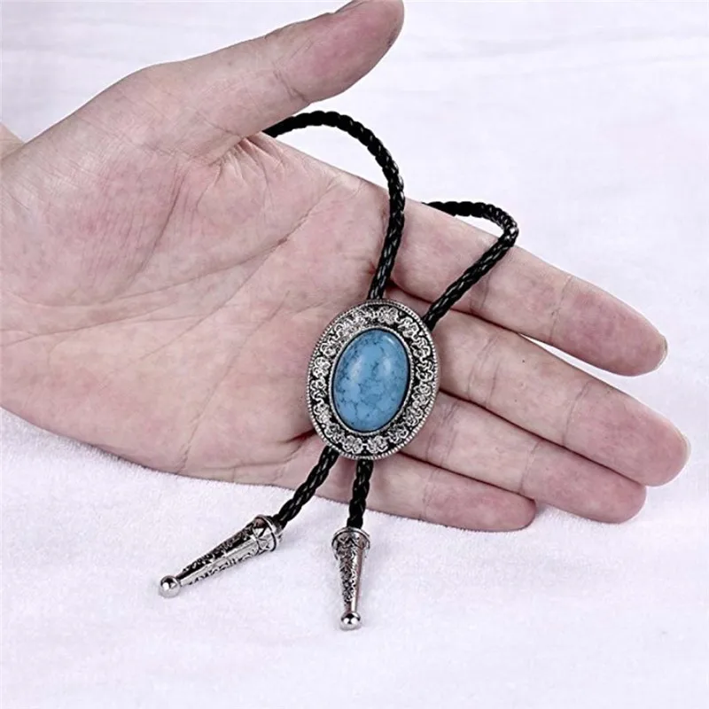 New agate stone bolo tie American western cowboy bolo tie men's shirt collar decoration trend