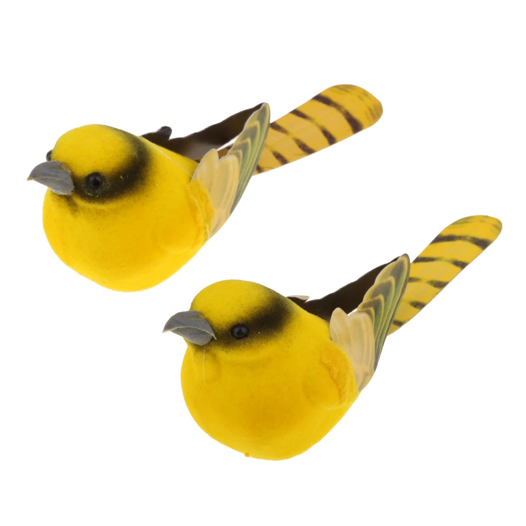 2pcs Artificial Small Birds Animal Realistic Ourdoor Garden Yard Tree Decor