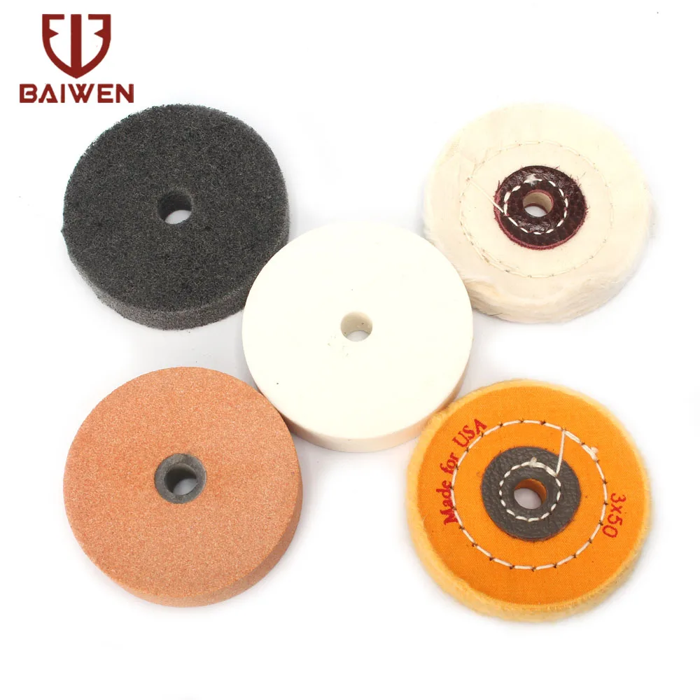 75mm 3'' Bench Grinder Grinding Wheel Ceramic Nylon Felt Polishing Wheels For Metal Marble Stone Polishing Abrasive Rotary Tools