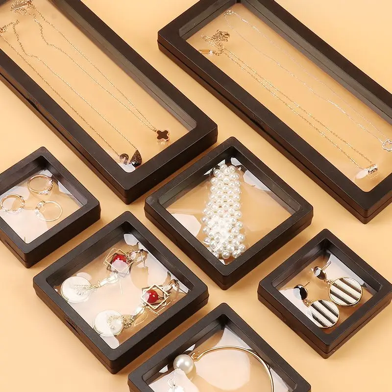 Stock & Custom Holder Suspension 3D Floating PE Film Transparent Jewelry Accessories Packaging Display & Storage Box Case Stand