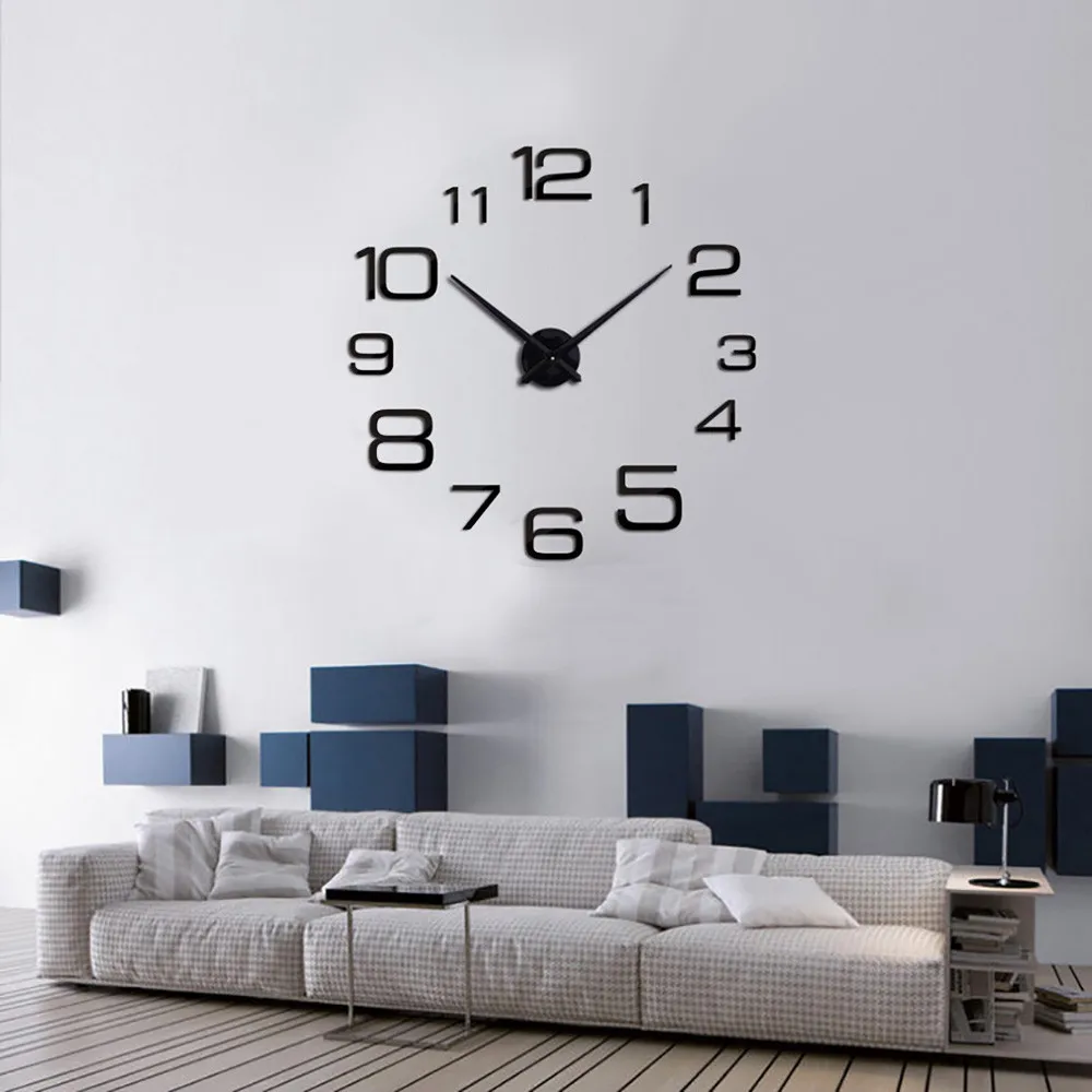 Modern Design 3D DIY Quartz Clocks Fashion Watches Home Decoration Digital Wall Clock Mirror часы настольные Dropshipping