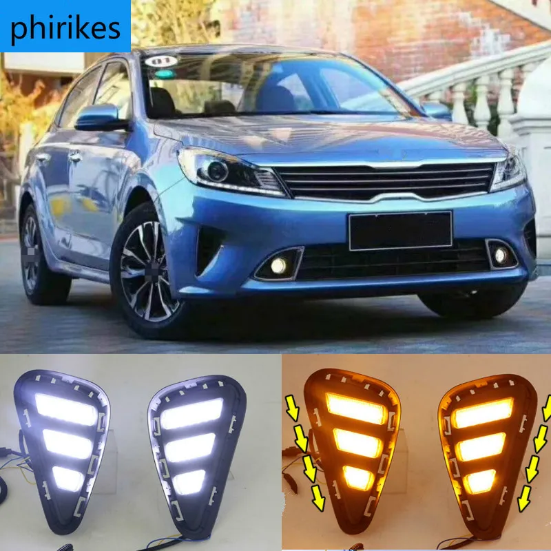 

2PCS LED DRL Daytime Running Light Fog Lamp For Kia Forte 2018 with Yellow Turn Signal Indicator style relay