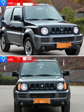 RQXR led xenon headlight assembly angel eye daytime running light turn signal for SUZUKI JIMNY 2007-15