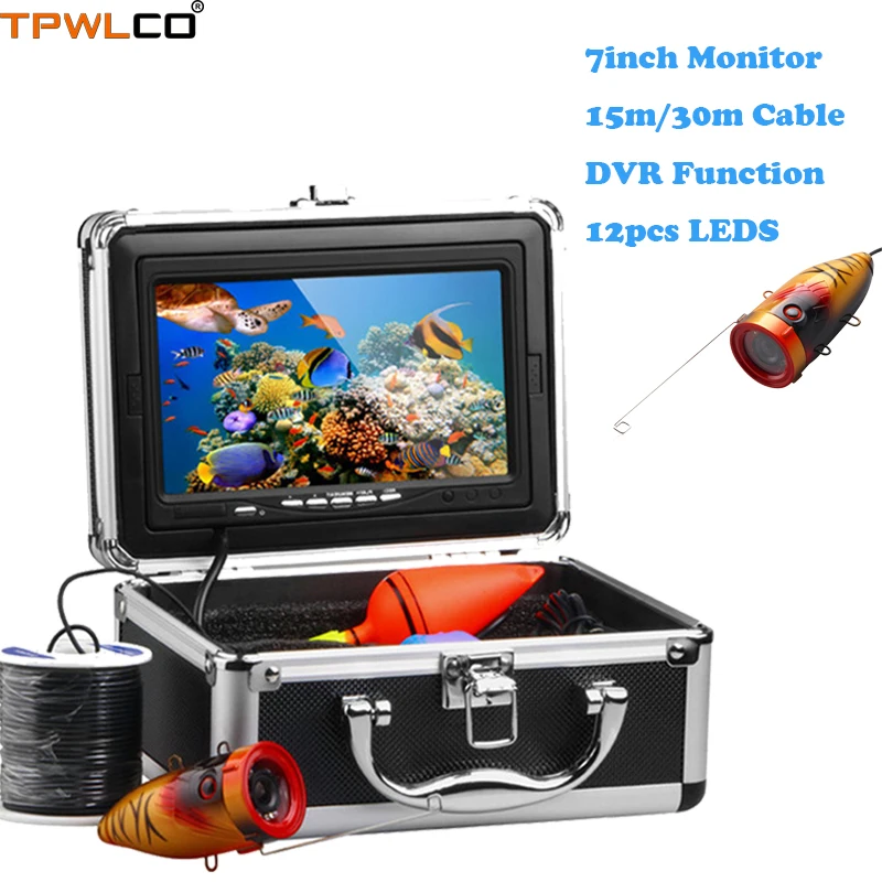 

TPWLCO TP7100 7inch 15m/30m Waterproof Underwater Fish Finder Video Camera Kit With DVR Recorder 12pcs LEDS For Ice Fishing