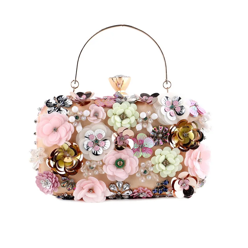 Handbags Women Flower Clutch Evening Bags Wedding Purses Bridal Handbags Party Dinner Bag Rhinestones Handmade Style Purse
