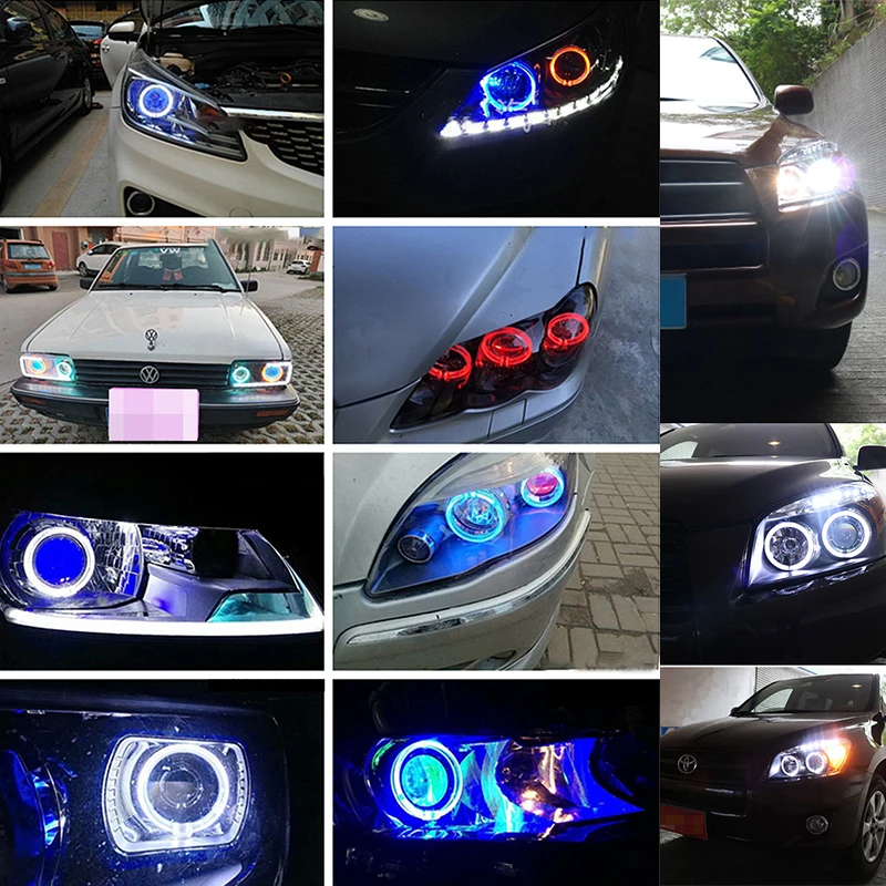 2 sztuk DRL LED do jazdy dziennej światło główne oczy anioła do reflektorów samochodowych Led efekt aureoli reflektor DRL 12V 80MM 95MM 105MM 110MM