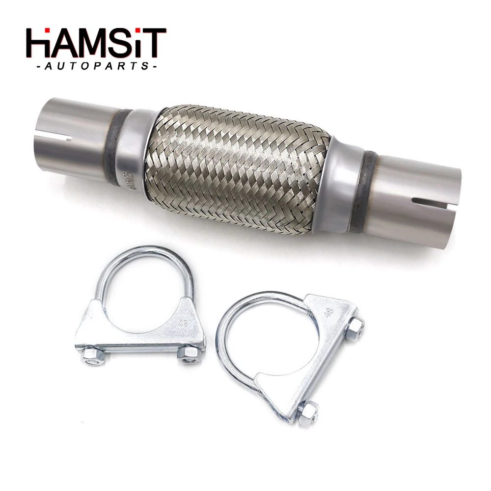 Hamsit automotive stainless steel exhaust bellows double-layer braided flexible inner diameter 45MM with 2 clamps dropshipping