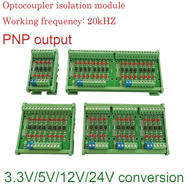 2-32 Way PNP Output Optocoupler Isolation Board Voltage Converter Isolated Module PLC Signal Level Board 1.8V 3.3V 5V 12V 24V