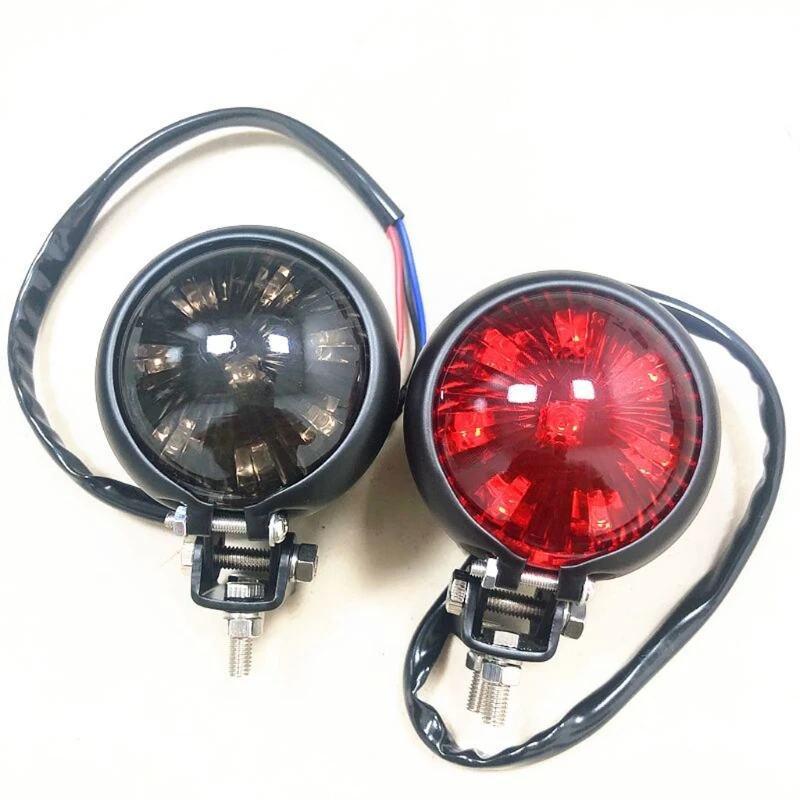 

Motorcycle Red 12V LED Adjustable Cafe Racer Style Stop Tail Light Motorbike Brake Rear Lamp Taillight