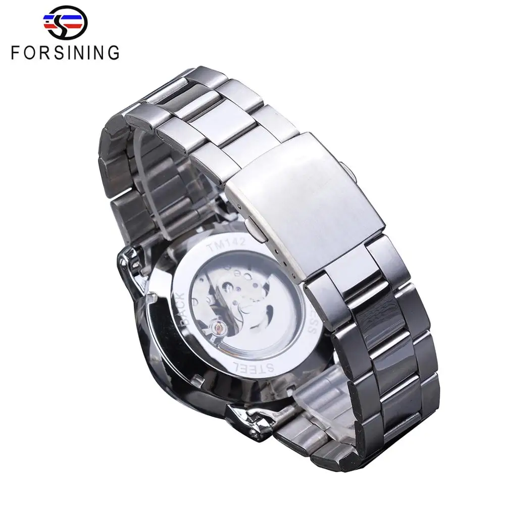 Forsining Mens Watches Top Brand Luxury Fashion Mechanical Automatic Man Clock Silver Stainless Steel Classic Business Watches