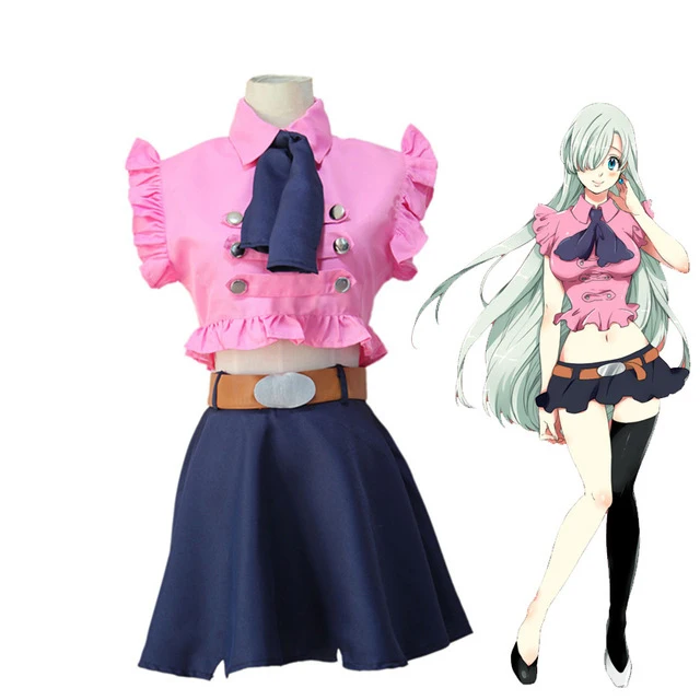 The Seven Deadly Sins Elizabeth Liones Cosplay Costume Japanese Anime Nanatsu No Taizai Uniform Suit Outfit Clothes wig earrings