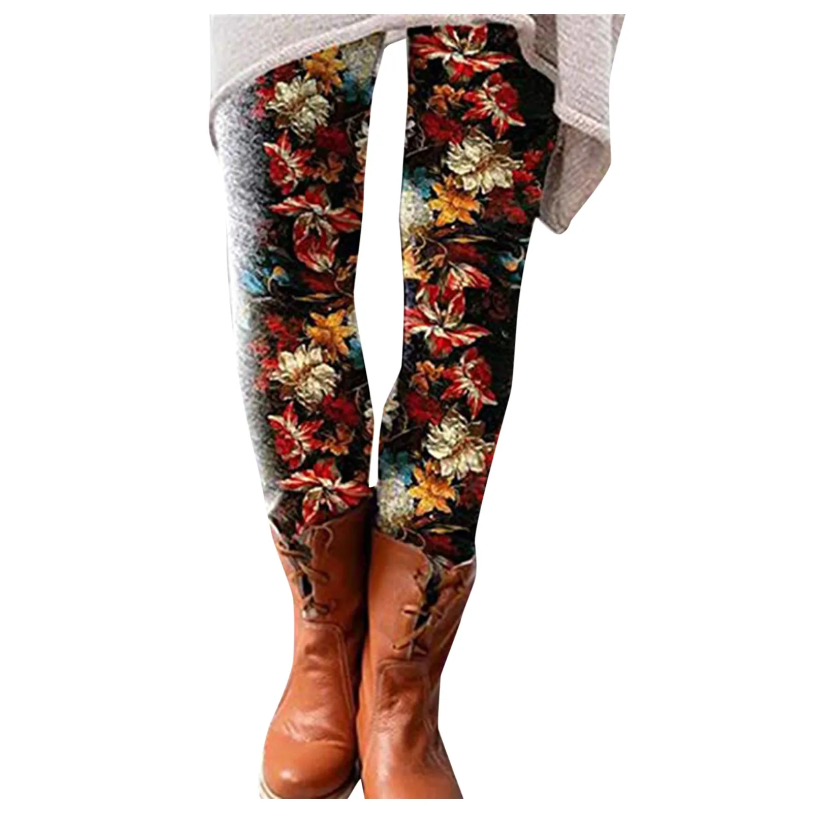 Mallas estampadas de terciopelo para mujer, Leggings cálidos de cintura alta, pantalones sólidos, talla grande, Invierno