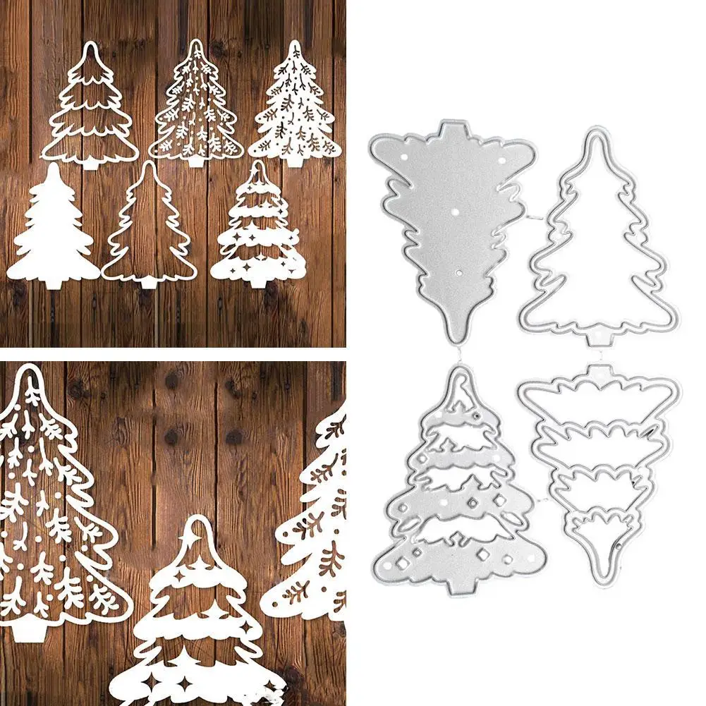 Troqueles de corte de Metal de árboles de Navidad, plantilla de álbum de recortes Diy, sello de álbum, tarjeta de papel, decoración en relieve,