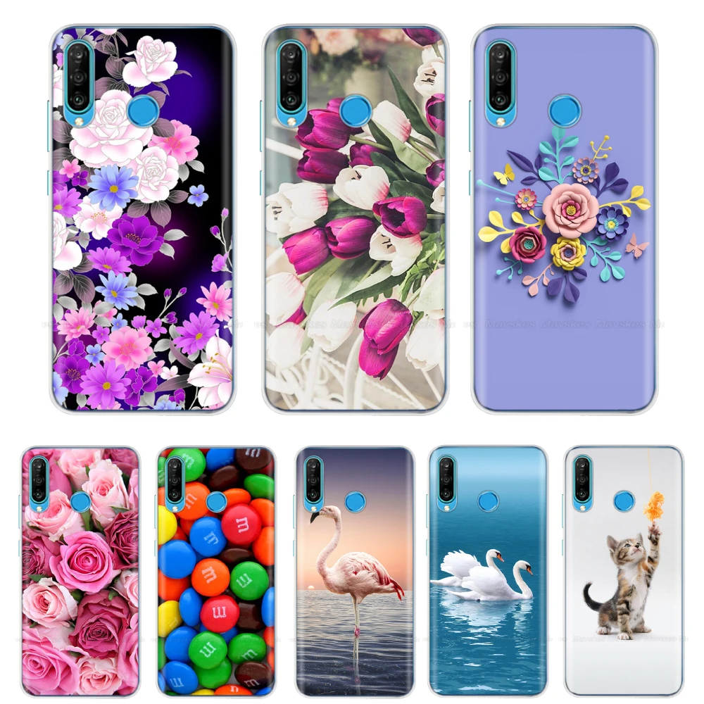 for Huawei P30 Lite Case bumper Silicone soft TPU Phone case Back Cover On Huawei P30 Lite MAR-LX1M P 30 Lite coque cute cat