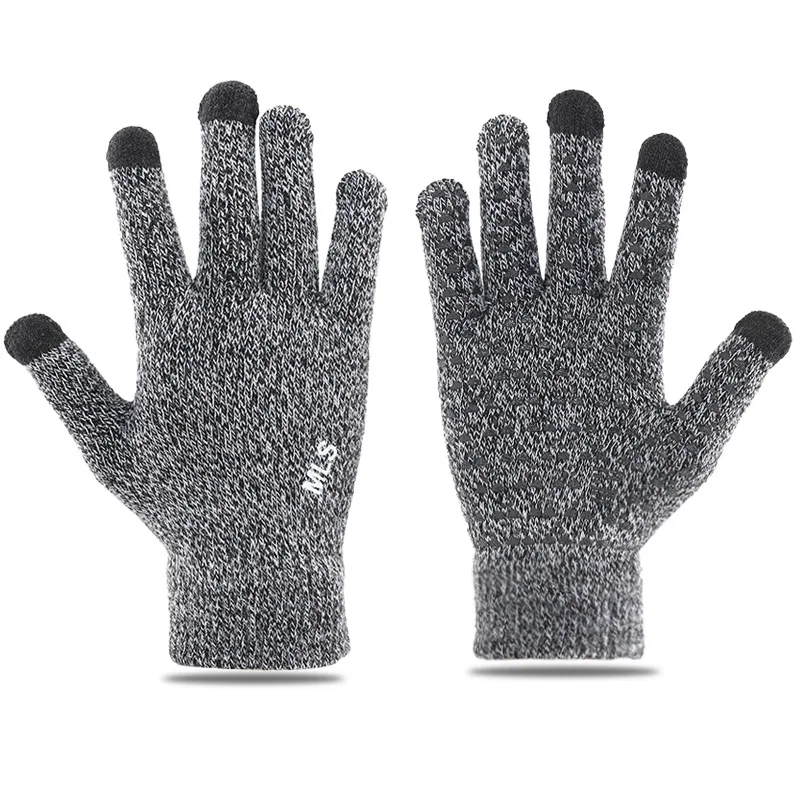 Knit Autumn Winter Spot Warm Gloves Men's Non-slip Wool Outdoor Touch - Screen Gloves