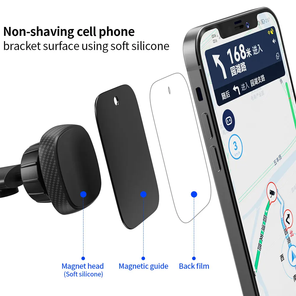 Magnetic Car Phone Holder for Dashboard & Windscreen 6 Strong Magnets Suction Cup Phone Car Mount for iPhone 14 Samsung Huawei