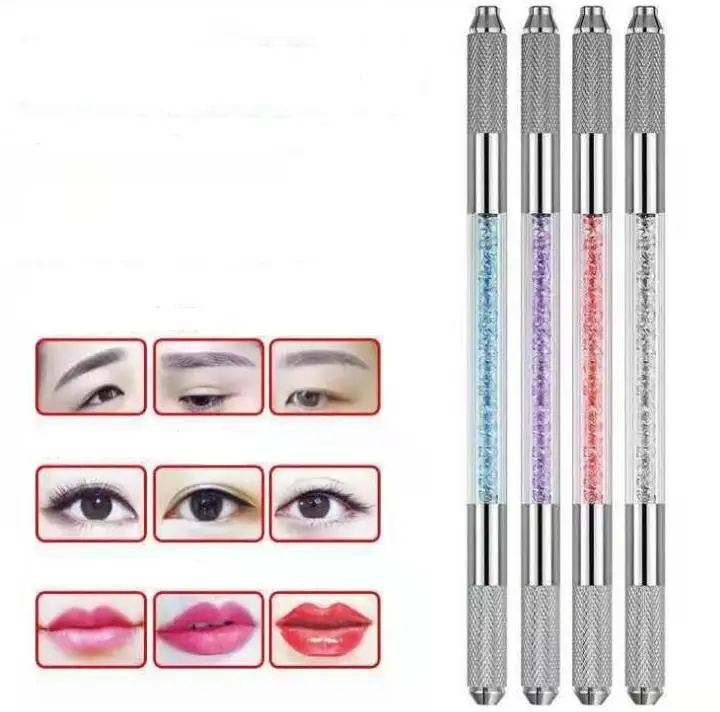 500pcs Manual Double Crystal Acrylic Tattoo Pen Microblading Permanent makeup Eyebrow Tools 2 usage hot  SN262