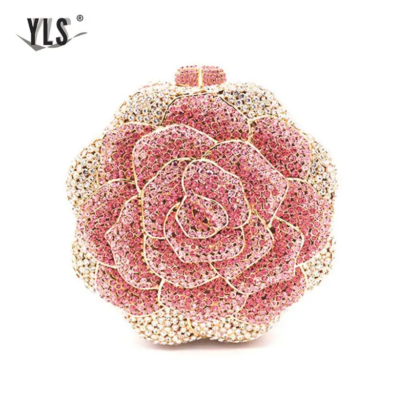 3D Flower Shape Diamond Purse Luxury Silver Handbags Women Designer Rhinestones Evening Party Bag Bolso Mujer 2019 New