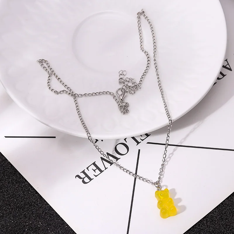 Aihua Candy Farbe Sterne Herzen Gummy Mini Bär Kette Halsketten für Frauen Nette Cartoon Tier Anhänger Schmuck Femme Bijoux Collare – Detail 10