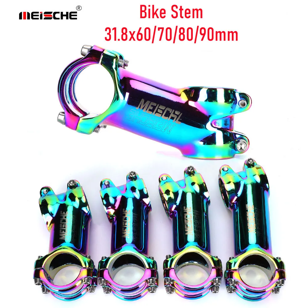 Meische Bike Handlebar Stem Rainbow Bycycle Stem 31.8x60/70/80/90mm Mountain Bike Cycling Accessories