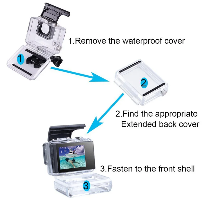 Für GoPro Hero 4 3 + 3 LCD BacPac LCD Monitor Professionelle LCD Display + Wasserdichte Fall Hinten Tür abdeckung Zubehör