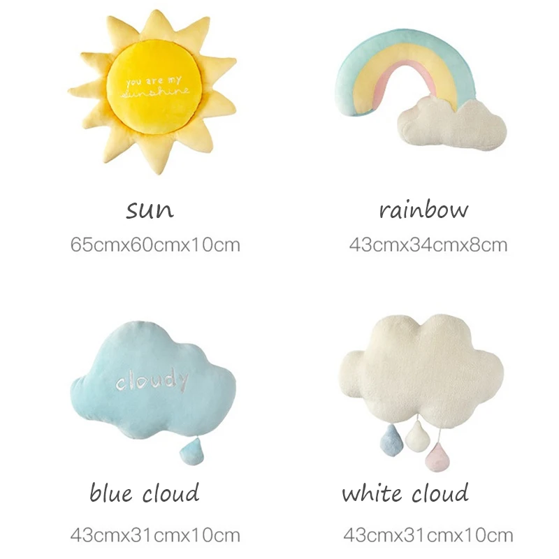 cute creative rainbow sun cloud plush toy stuffed sun cloudy natural weather soft doll home decoration pillow kids toys