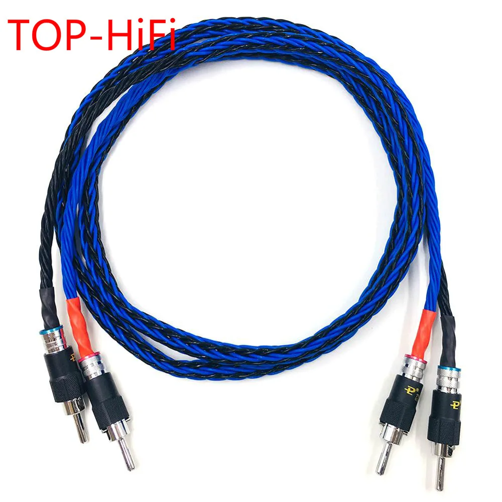 

TOP-HiFi Pair 7N Pure Copper 2Banana to 2 Banana Plug Speaker Audio Wire Cable Loudspeaker Cable with Rhodium plated Plug