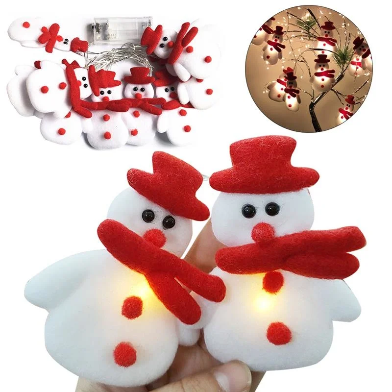 10 20 LEDs Christmas Snowman LED String Lights Battery Operated Fairy Lights Tree Lamp For Xmas Home Garden Bedroom Party Decor