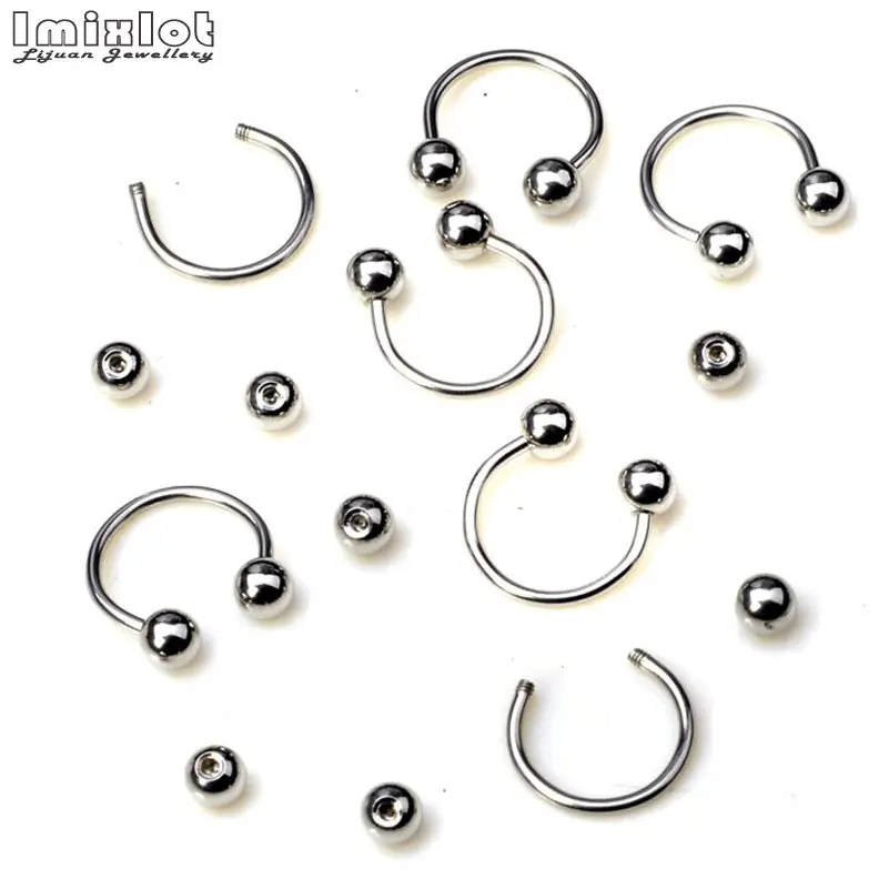 10 قطعة/الوحدة الفولاذ المقاوم للصدأ الأنف الحاجز هوب الشفاه خواتم التعميم الحديد حدوة الحصان الأذن الزنمة اللولب أقراط للجنسين مجوهرات