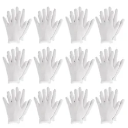 12 Pairs Reusable Cotton Working Gloves Soft Gloves for Dry Hand Moisturizing Cosmetic Eczema Hand Spa Coin Jewelry Inspection