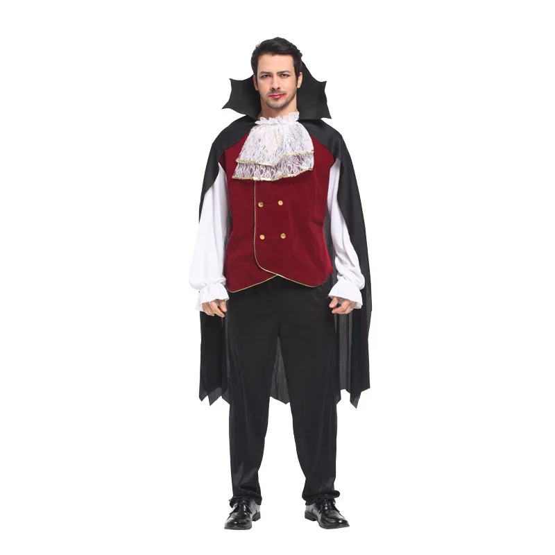 Volwassen Man Halloween Vampier Kostuums Dracula Enge Cosplay Purim Carnaval Parade Nachtclub Bar Gemaskerde Pall Rollenspel Feestjurk