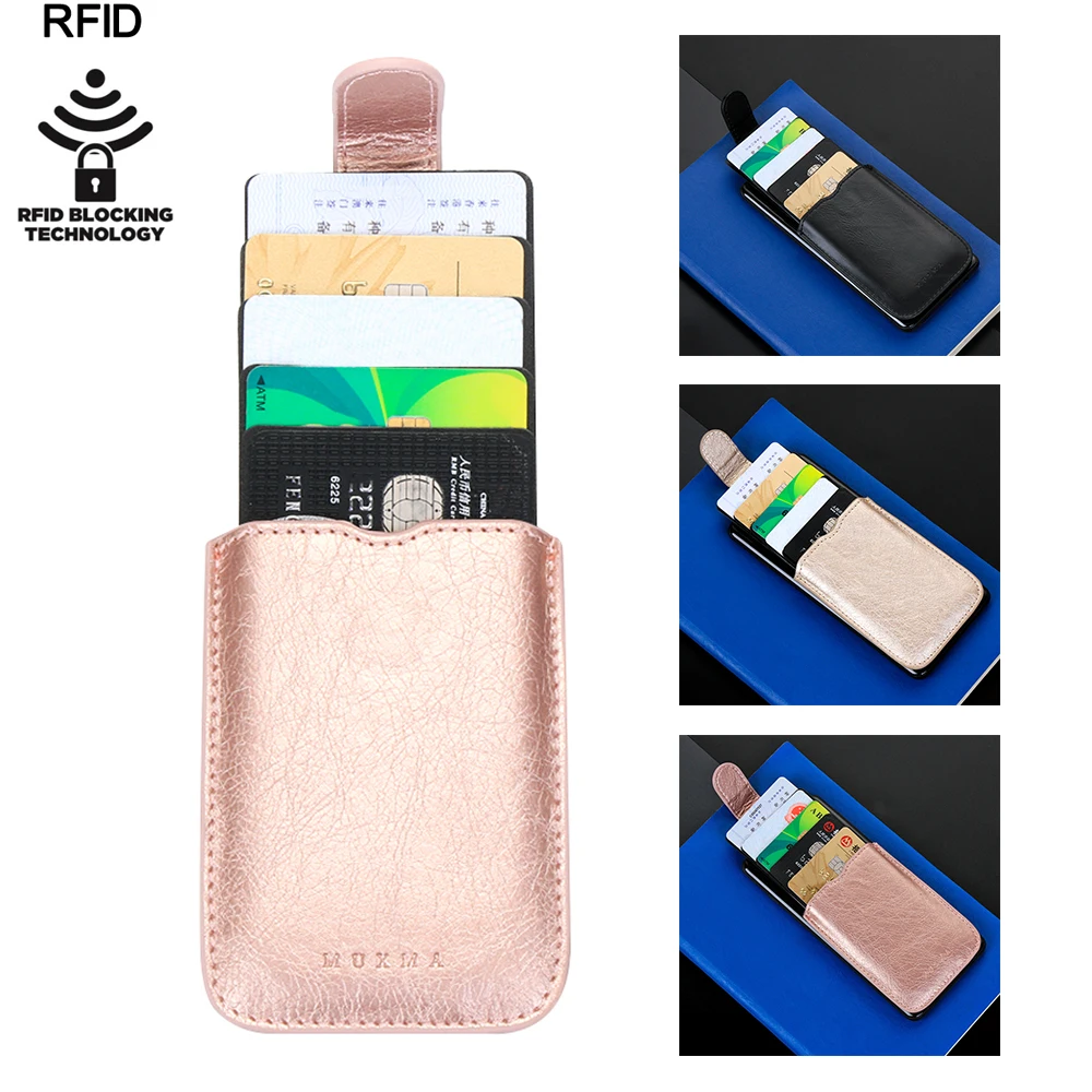 1Pc Hot Fashion Phone Wallet Case 5 Card Pockets Stick On Phone ID Card Holder PU Leather Holder Bag Adhesive Credit Pouch