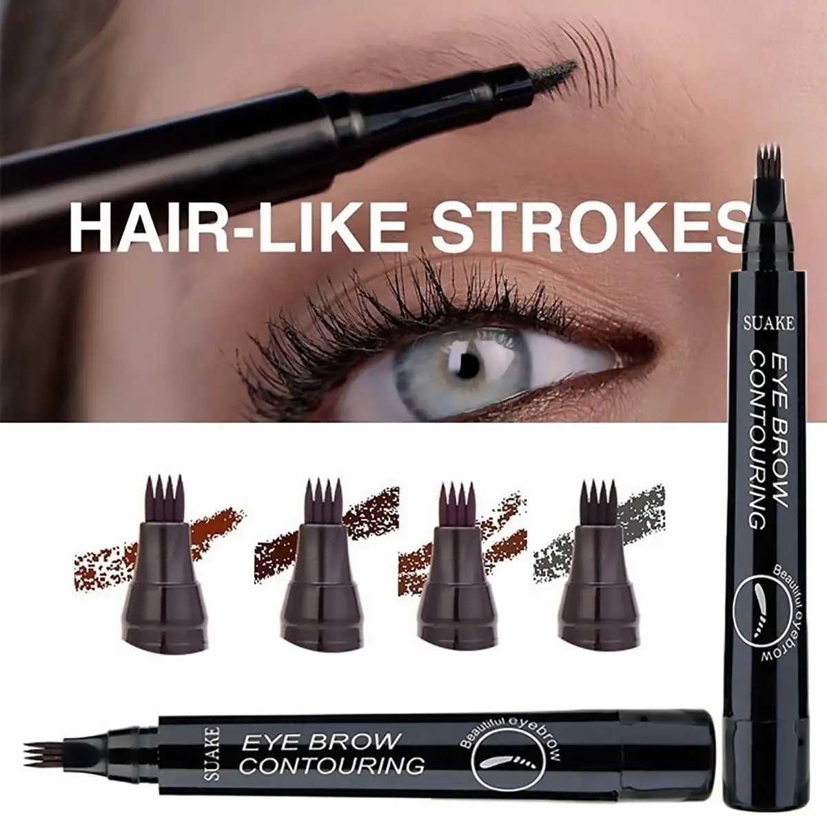 Microblading Liquid Eyebrow Pen 3D Waterproof 4 Fork Tip point Eyebrow Tattoo Pencil Long Lasting Fine Sketch Waterproof Cheap