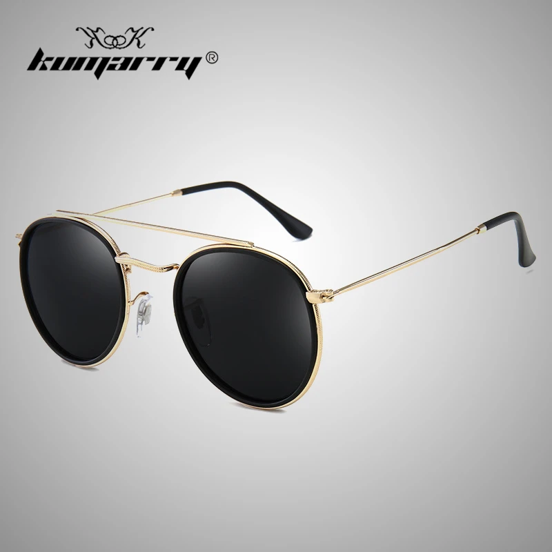 

KUMARRY Round Polarized Sunglasses Men/Women's Sun Glasses Luxury Brand Designer Sunglass New Double Beam Goggles oculos UV400