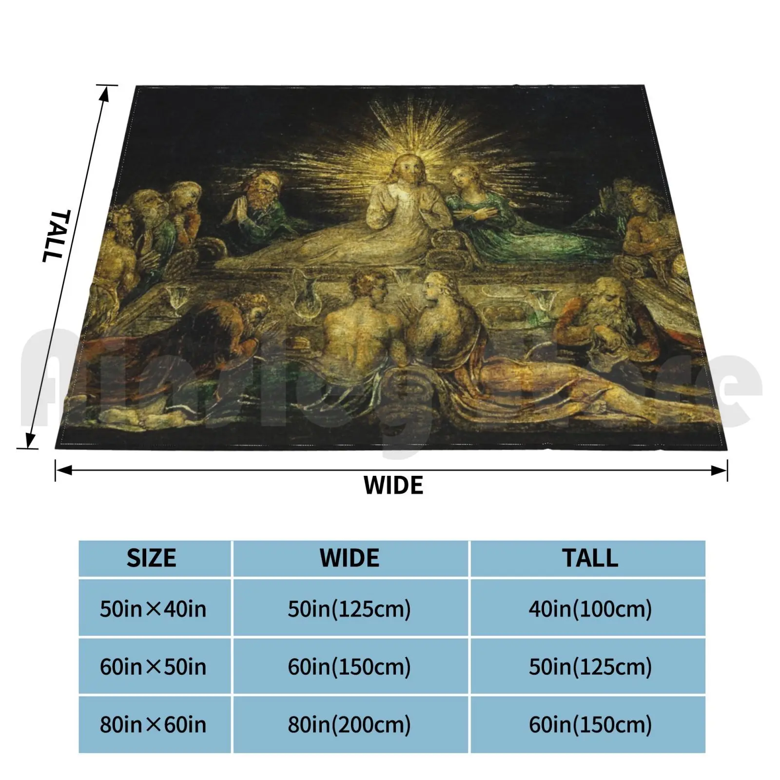 The Last Supper-William Blake Blanket For Sofa Bed Travel Religious New Jesus Christ Apostles Meal Rays