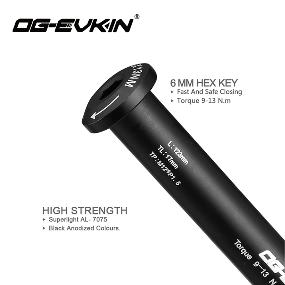 OG-EVKIN QR-002 Road Disc Brake Quick Release M12*P1.5 Thru-Axle 12x142mm Rear/12x100mm Front Bicycle Skewers For Road Disc QR