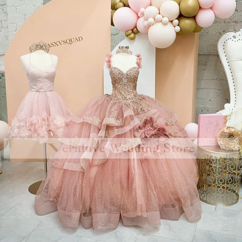 Pink Ball Gown Quinceanera Dresses Off Shoulder Appliques Sweet 16 Dress Party Wear Bridal Boutique Princess Dress Xv Años