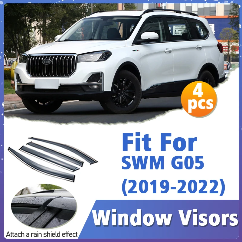 

Window Visor Guard for SWM G05 2019-2022 4pcs Vent Cover Trim Awnings Shelters Protection Sun Rain Deflector Auto Accessories