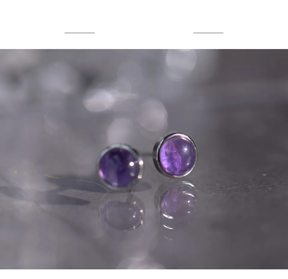 ITSMOS Natürliche Amethyst Lila Ohrringe 925er Silber Edlen Schmuck Runder einfacher Charme Coole Mystery Ohrstecker für Frauen Mädchen Geschenk – Detail 22