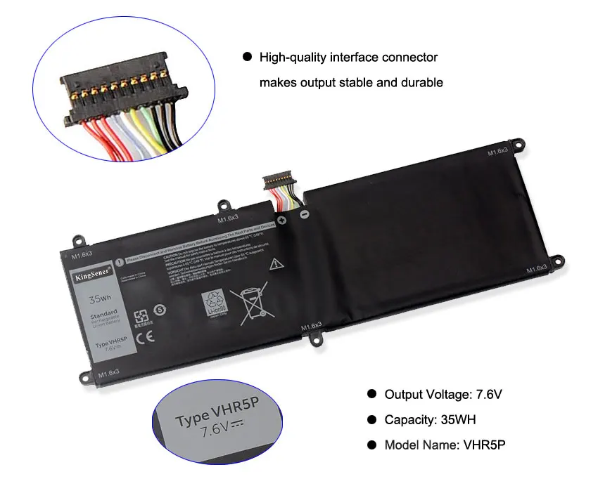 KingSener 7.6V 35Wh VHR5P Laptop Battery For DELL Latitude 11 5175 5179 Series Tablet  XRHWG RHF3V 0RHF3V T04E001