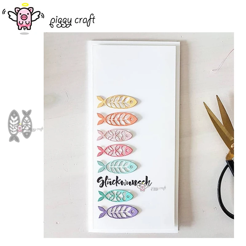 Piggy Craft Metall-Stanzformen, geschnittene Matrizenform, Muster, Fischdekoration, Sammelalbum,
