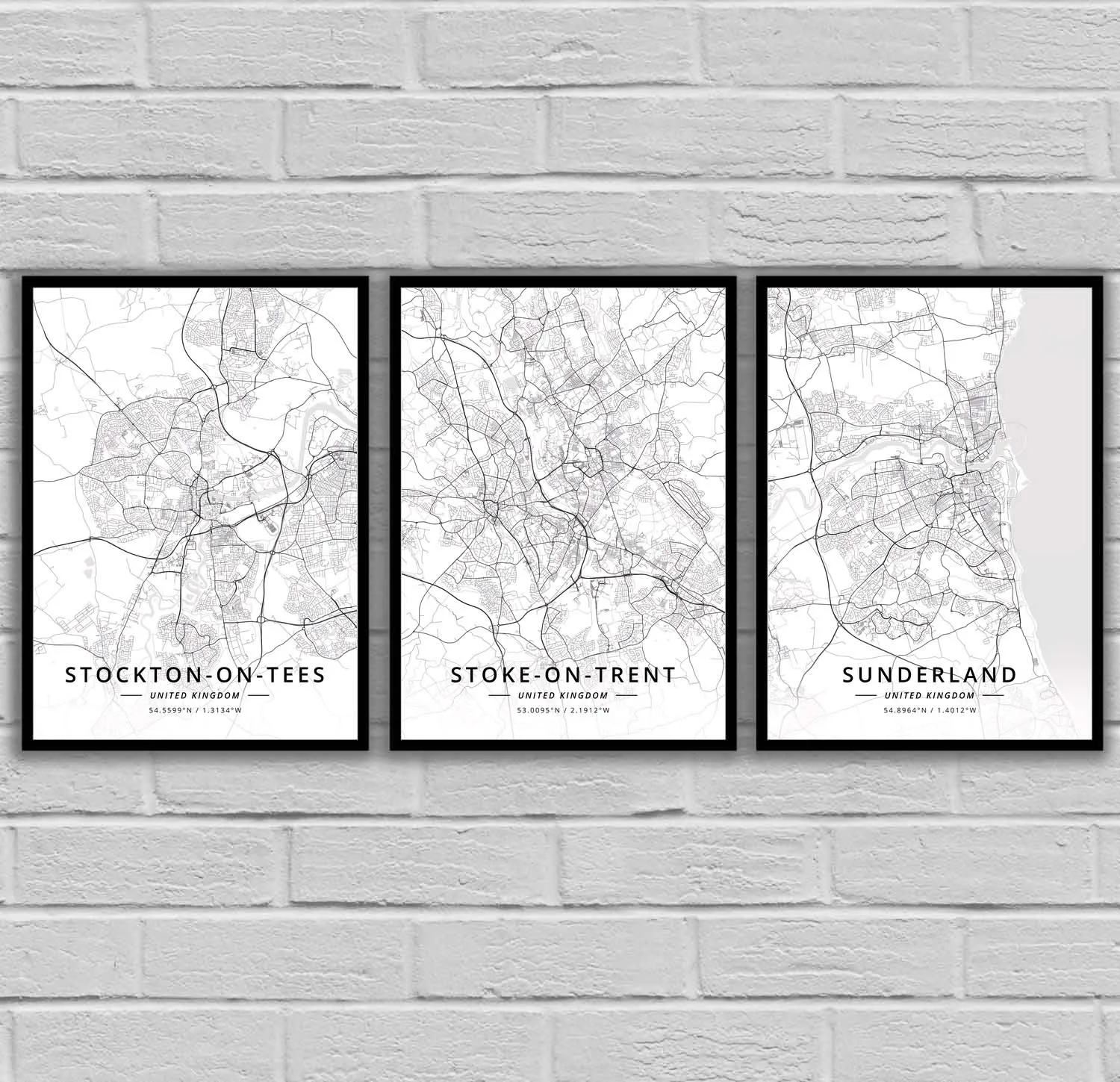 Stockton-on-Tees Stoke-on-Trent Sunderland Swansea Swindon Walsall Warrington Wolverhampton York United Kingdom Map Poster