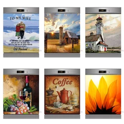 60x82cm Dishwasher Sticker Self Adhesive Pastoral Style Kitchen Decoration Coffeemaker Wine Cup Waterproof Fridge Sticker Cover