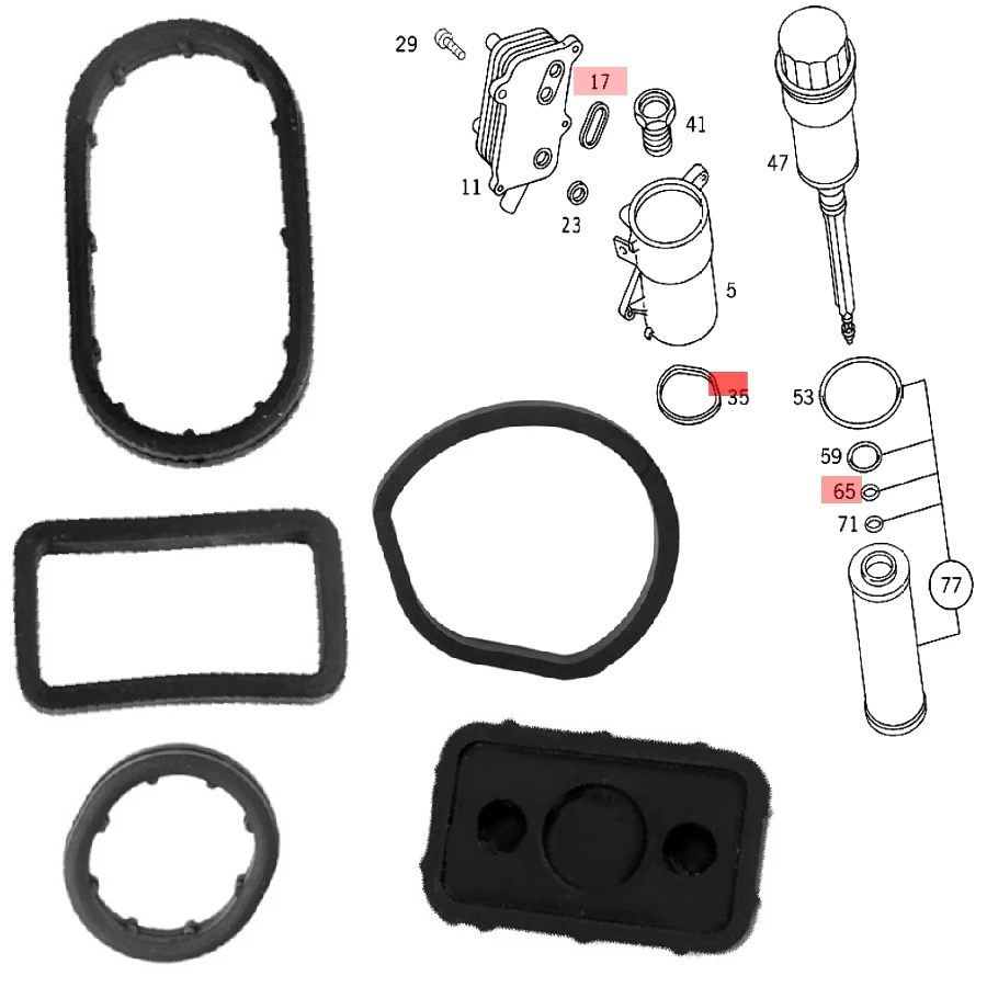 Wooeight Oil Filter Housing Seal Gasket Kit For Mercedes Benz W211 V6 M112 M113 V8 1121840361 1121840261 1121840161 1121840061