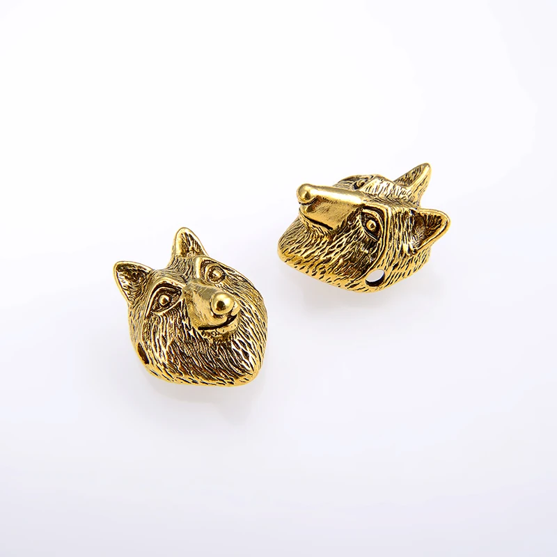 10pcs wholesale retro wolf head alloy spacer beads charm suitable bracelet making DIY jewelry accessories