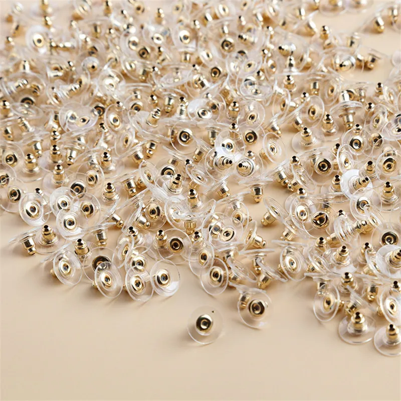 1PACK/5000PCS Metal Plastic Earring Back Stopper Clasp Back Jewelry Accessories Transparent Clear Alloy Ear Stud Nuts P102